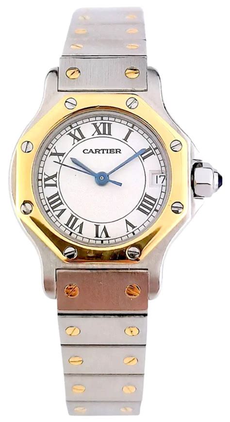 montre cartier santos octogonale or et acier femme|cartier santos watch cost.